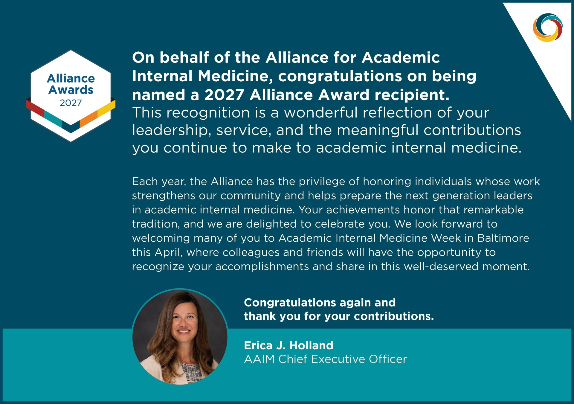FY27 Alliance Awards EJH Message